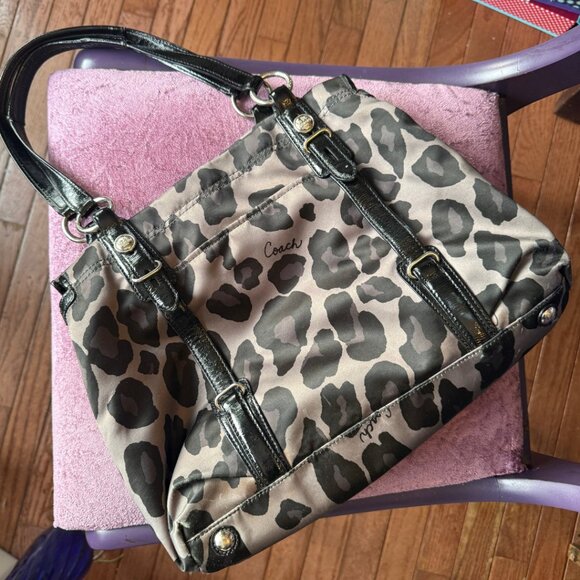 Mia Ocelot Leopard Print Sateen Shoulder Bag Satchel - Picture 7 of 12